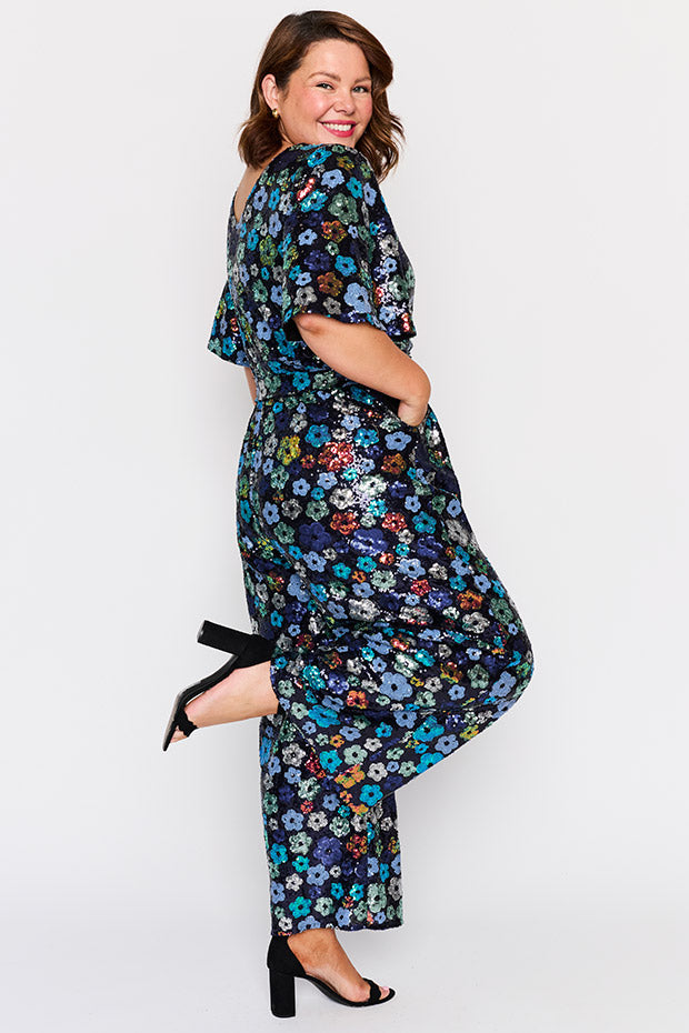 Skyla Ocean Flower Sequin Jumpsuit – Ocean Flower Sequin jumpsuit