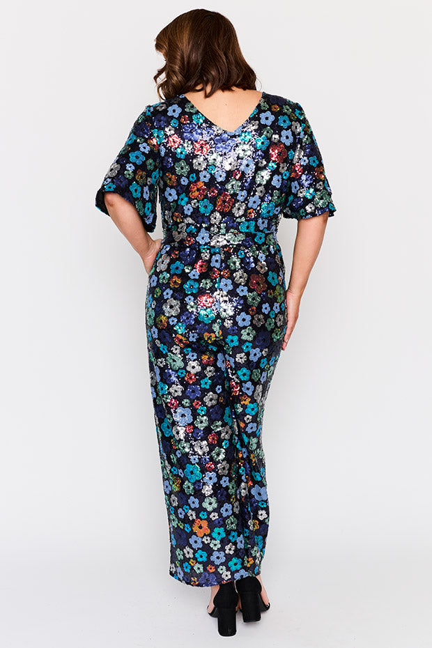Skyla Ocean Flower Sequin Jumpsuit – Ocean Flower Sequin jumpsuit