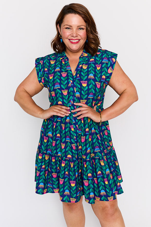 Claudia Eucalyptus Buds Dress – Eucalyptus Buds knee length dress