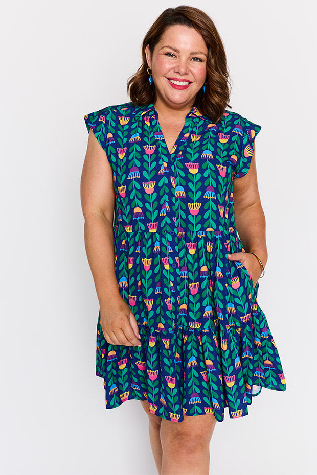 Claudia Eucalyptus Buds Dress – Eucalyptus Buds knee length dress