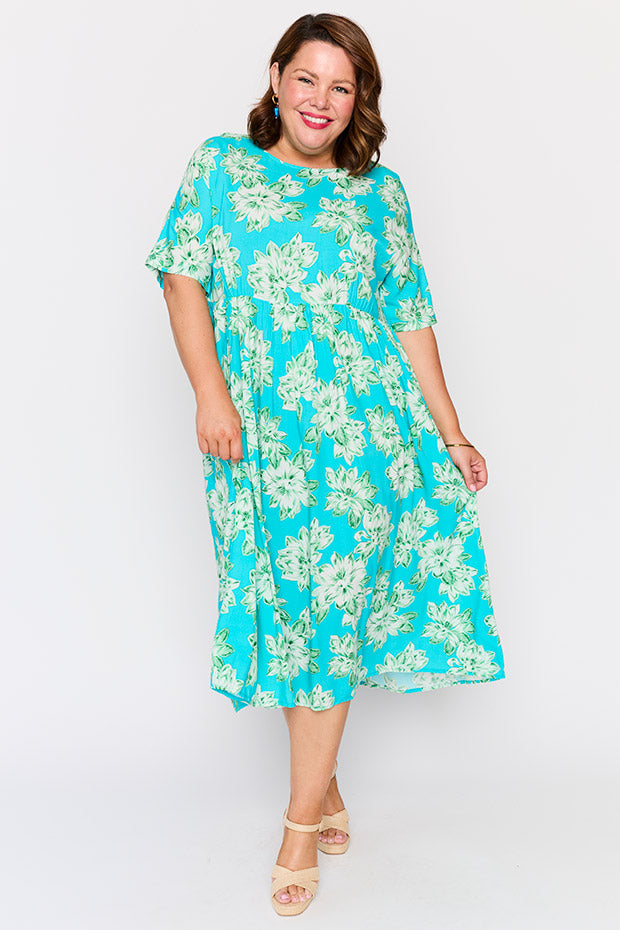 Iconic Teal Magnolia Dress – Teal Magnolia midi dress