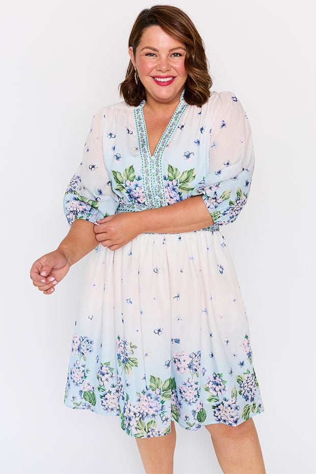 Abbie Hydrangea Sky Dress – Hydrangea Sky knee length dress