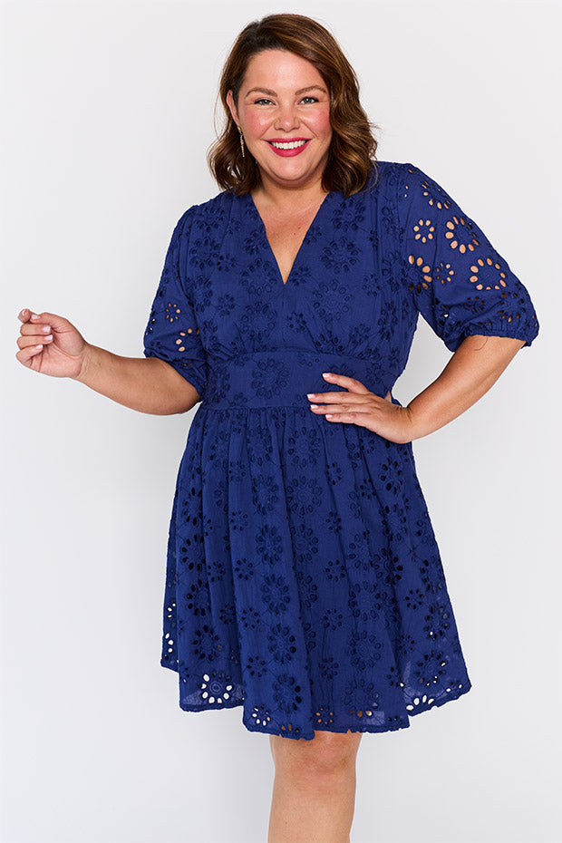 Rune Blue Dress โ Blue knee length dress