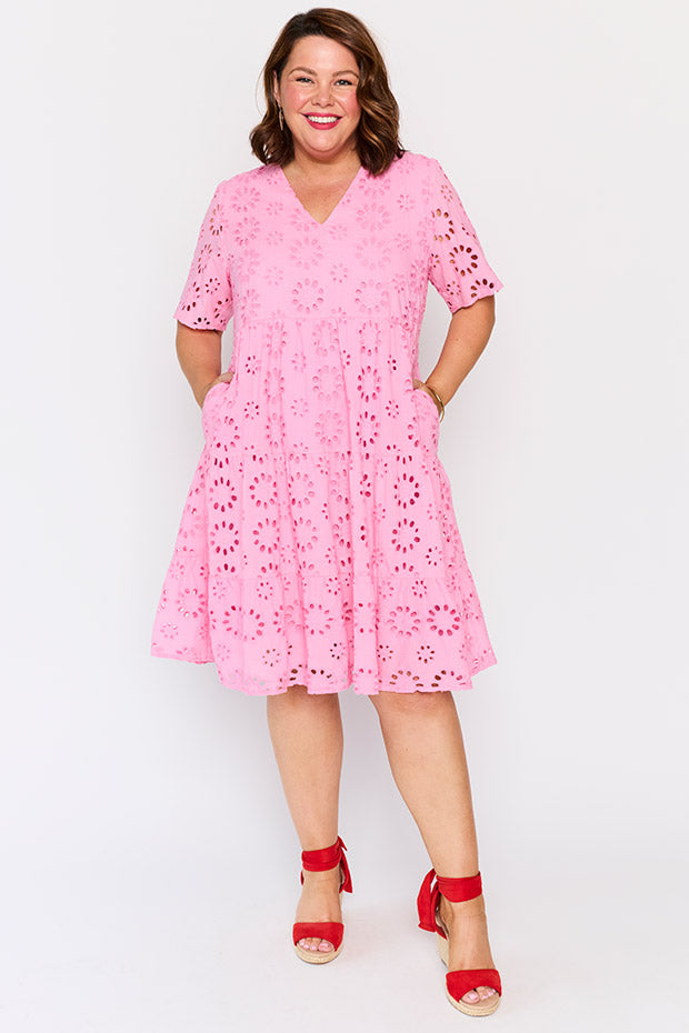Jules Pink Dress – Pink knee length dress