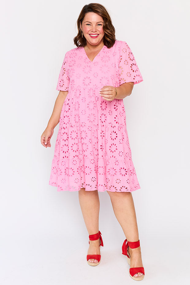 Jules Pink Dress – Pink knee length dress