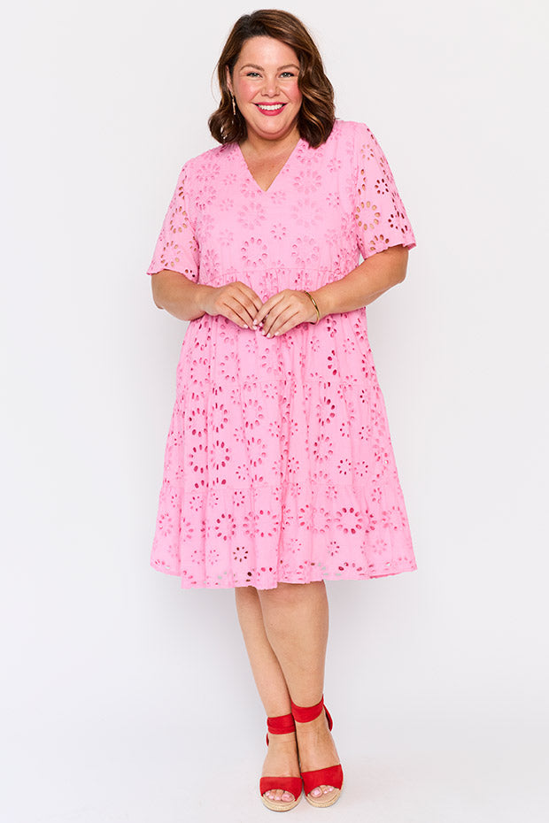Jules Pink Dress – Pink knee length dress