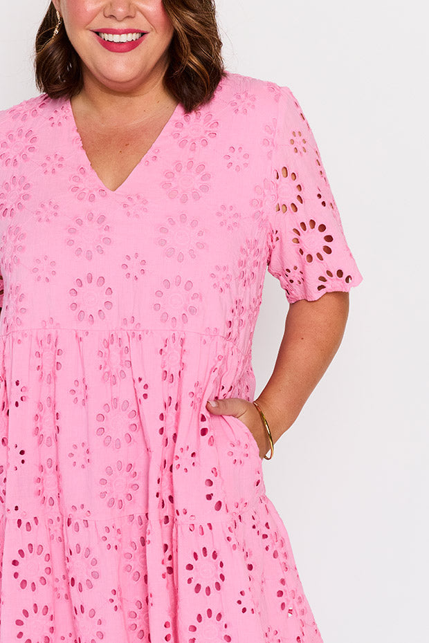 Jules Pink Dress – Pink knee length dress