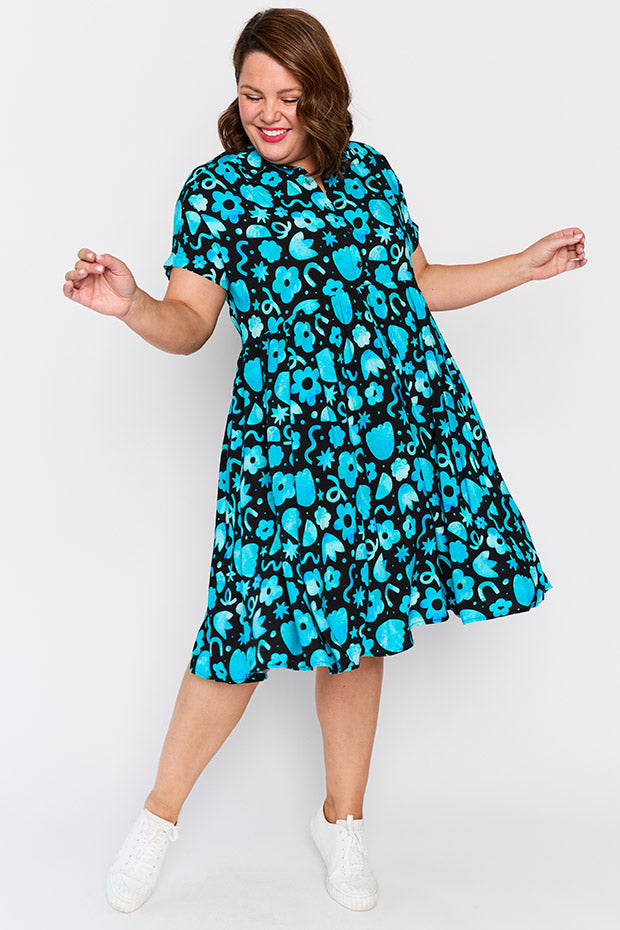 Kimba Stardust Florals Dress – Stardust Florals shirt dress