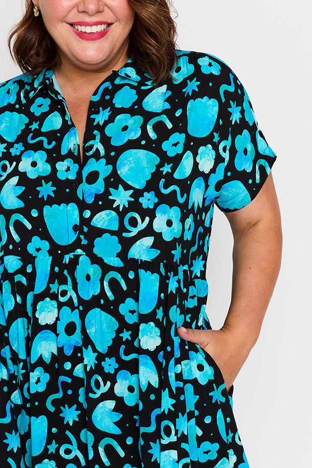 Kimba Stardust Florals Dress – Stardust Florals shirt dress