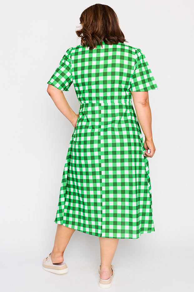 Marley Cotton Apple Gingham Dress โ Apple Gingham midi dress