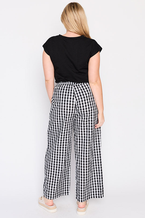 Beyond Black Gingham Pant – Black Gingham wide leg pants