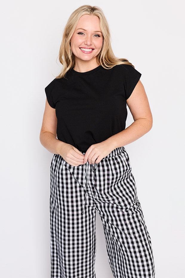 Beyond Black Gingham Pant – Black Gingham wide leg pants