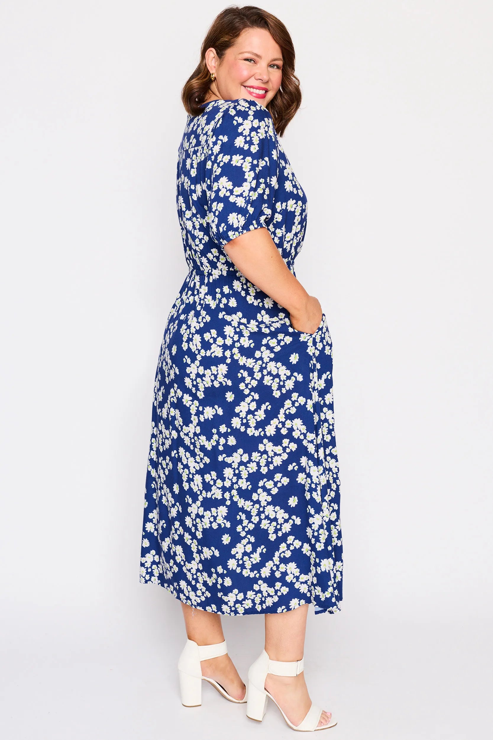 Bronwyn Blue Petal Whimsy Dress – Blue Petal Whimsy midi dress