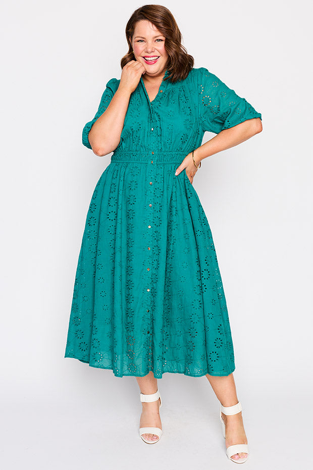 Edan Rich Teal Dress โ Rich Teal midi dress