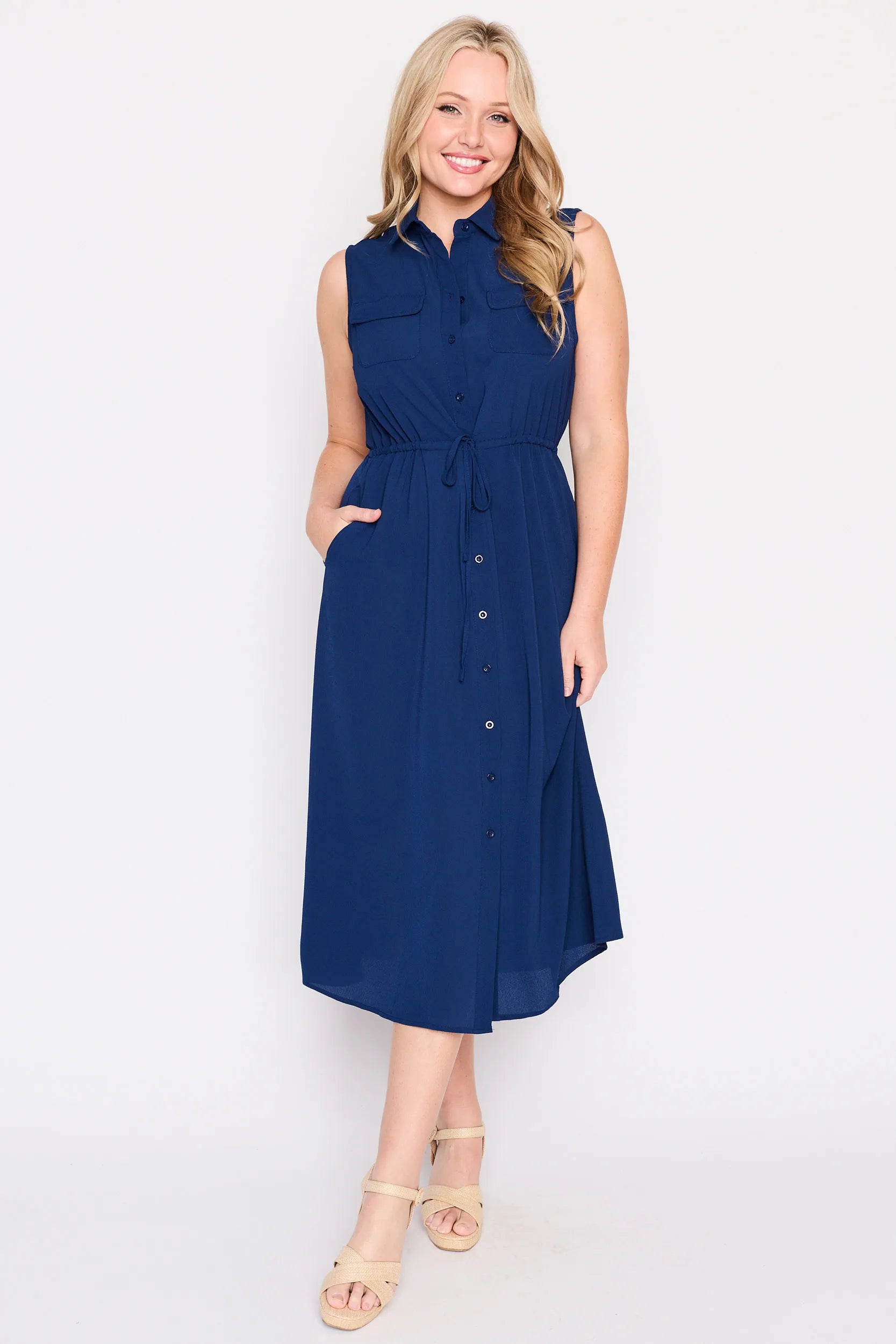 Elizabeth Navy Blue Dress โ Navy Blue midi dress
