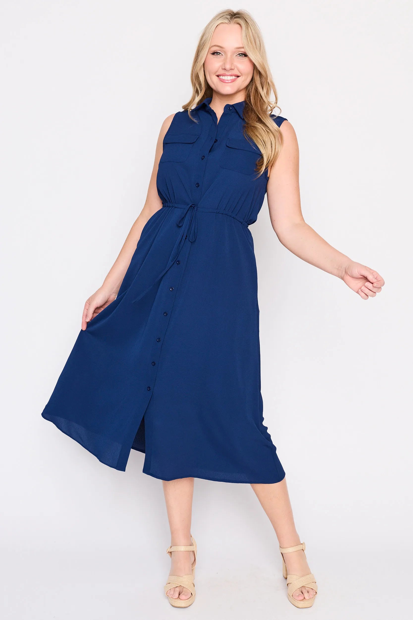 Elizabeth Navy Blue Dress – Navy Blue midi dress