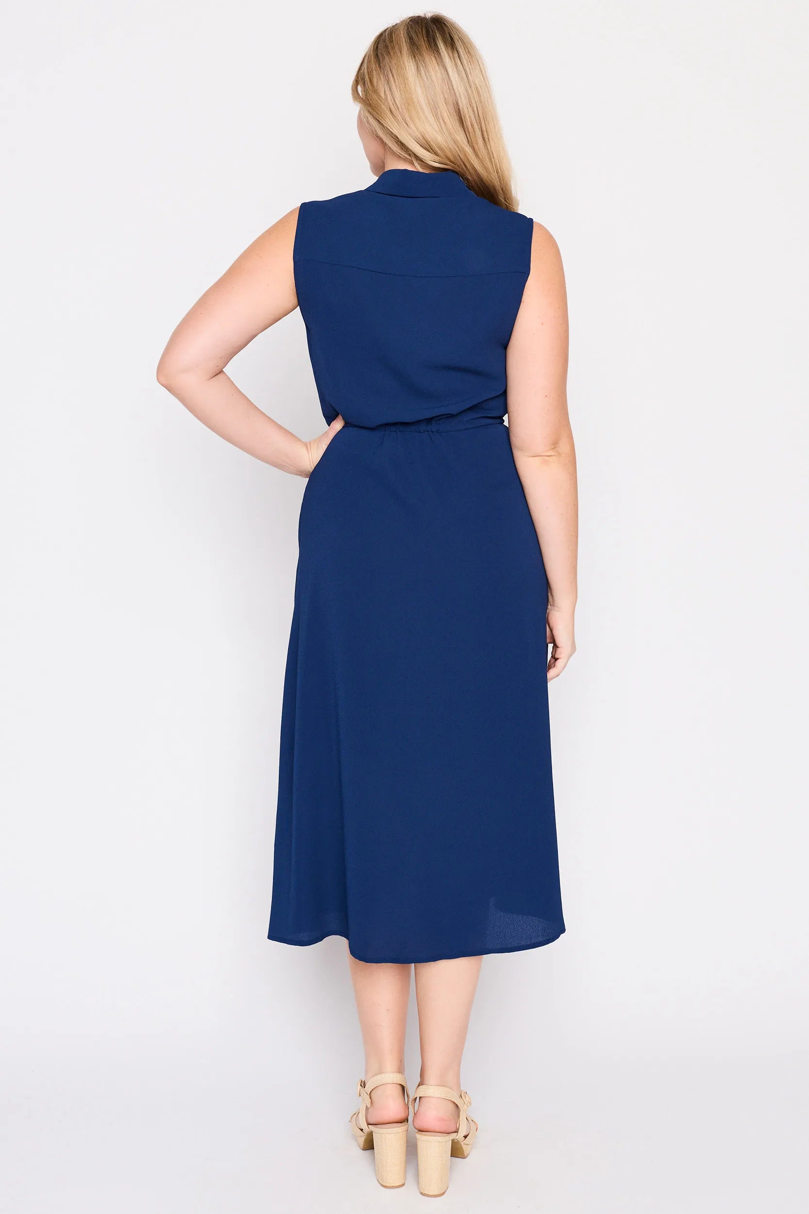 Elizabeth Navy Blue Dress โ Navy Blue midi dress