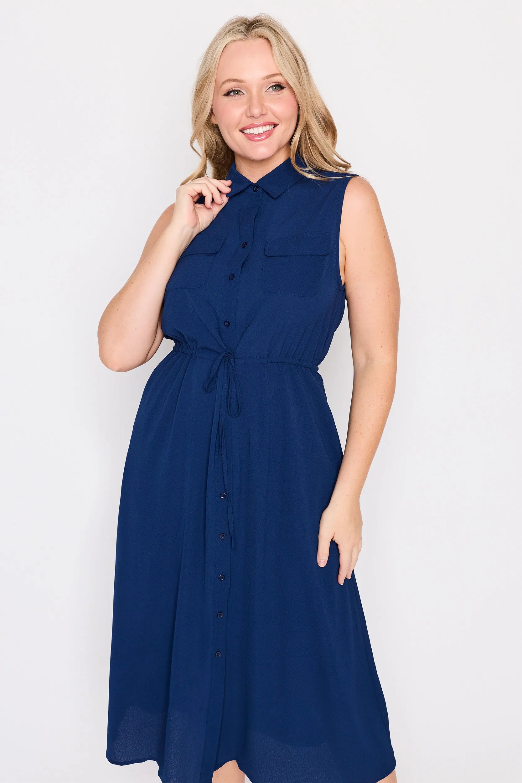 Elizabeth Navy Blue Dress – Navy Blue midi dress