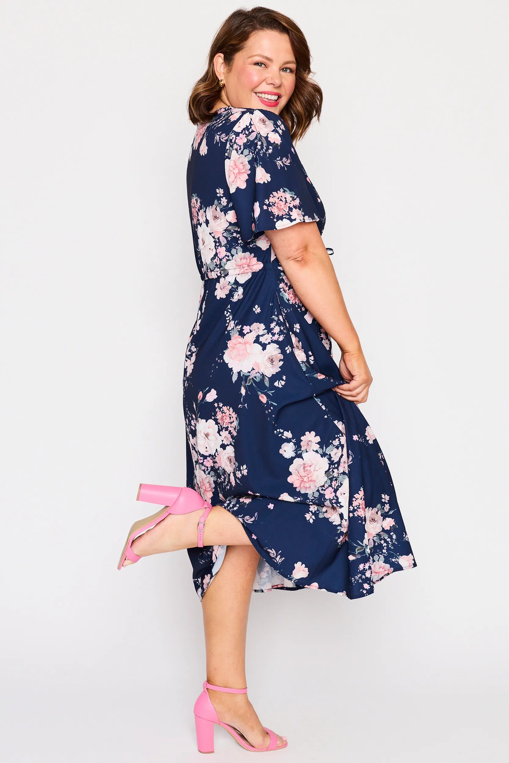 Marley Navy Floral Dress – Navy Floral midi dress