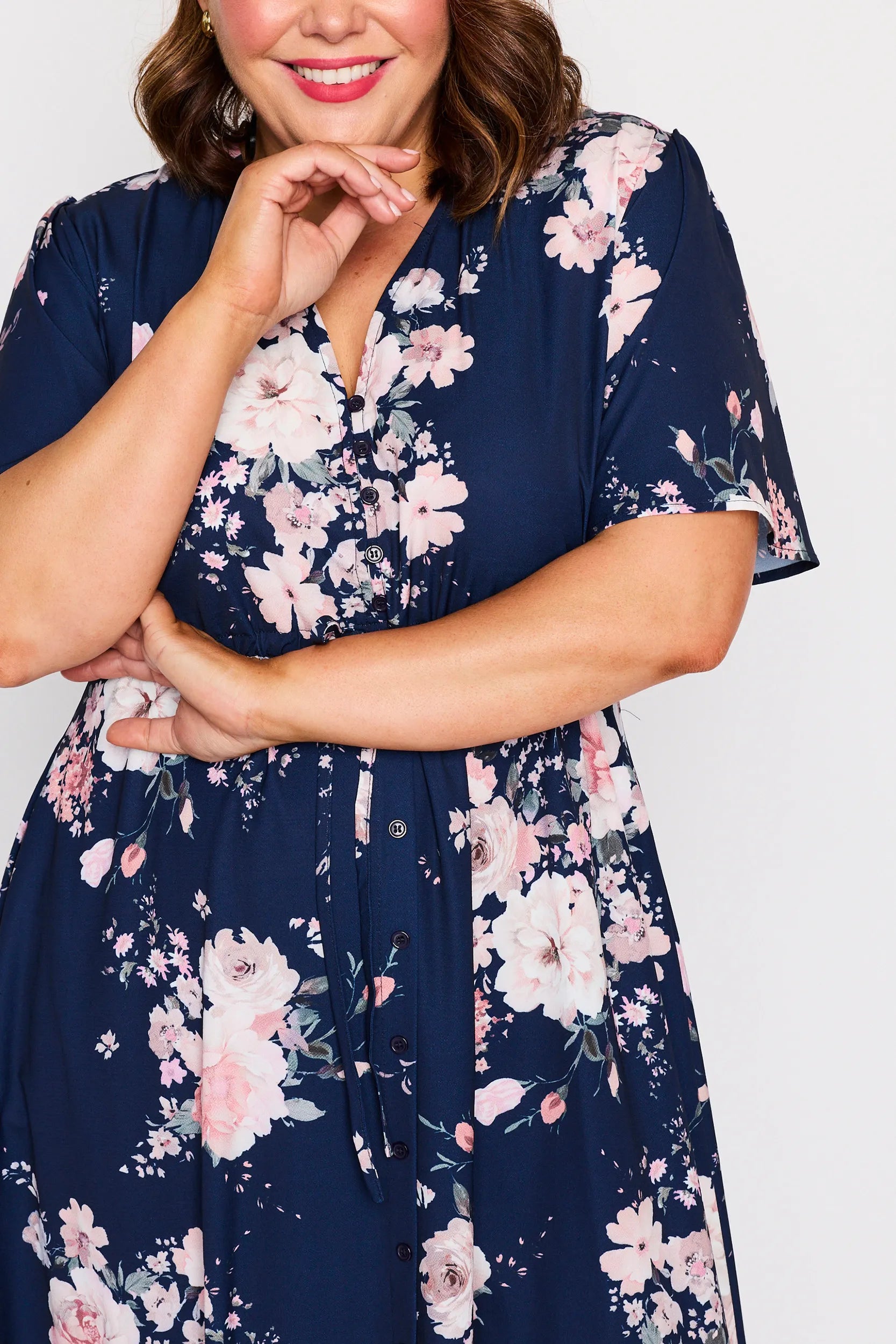Marley Navy Floral Dress – Navy Floral midi dress