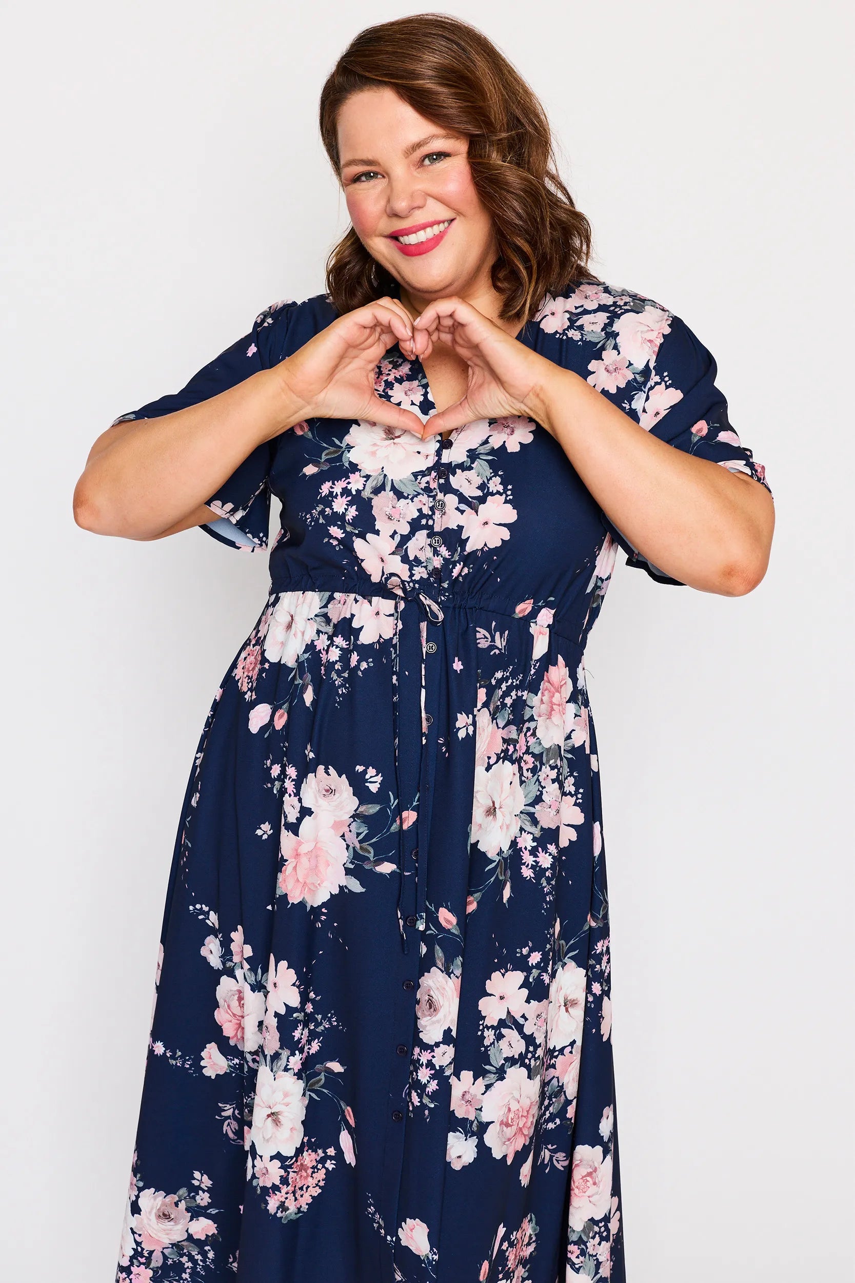 Marley Navy Floral Dress – Navy Floral midi dress