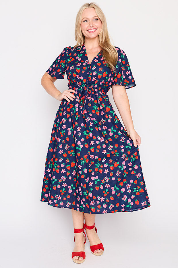 Marley Cotton Summer Berry Dress โ Summer Berry midi dress