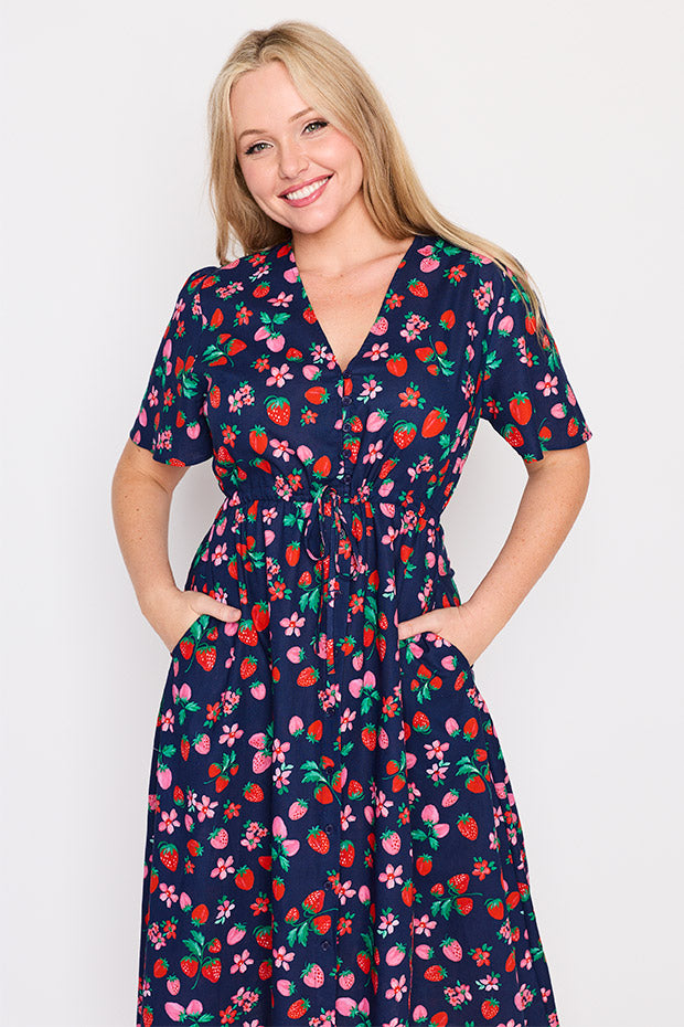 Marley Cotton Summer Berry Dress โ Summer Berry midi dress