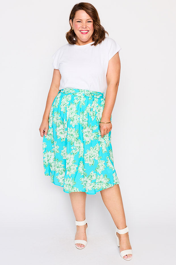 Ally Teal Magnolia Skirt – Teal Magnolia a-line skirt