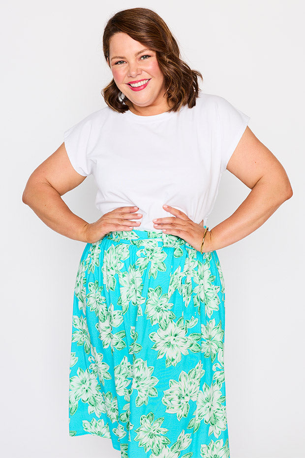 Ally Teal Magnolia Skirt – Teal Magnolia a-line skirt