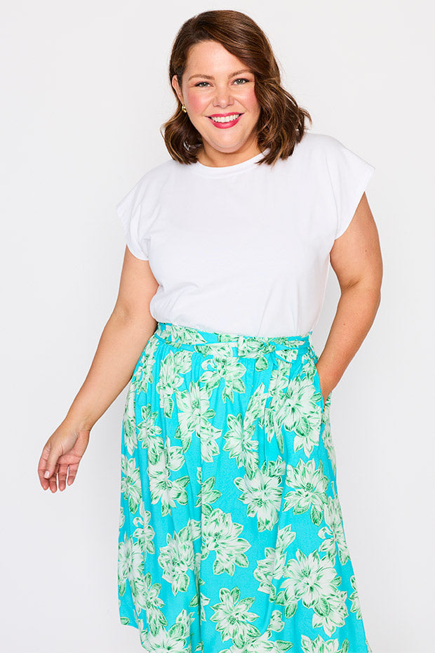Ally Teal Magnolia Skirt – Teal Magnolia a-line skirt