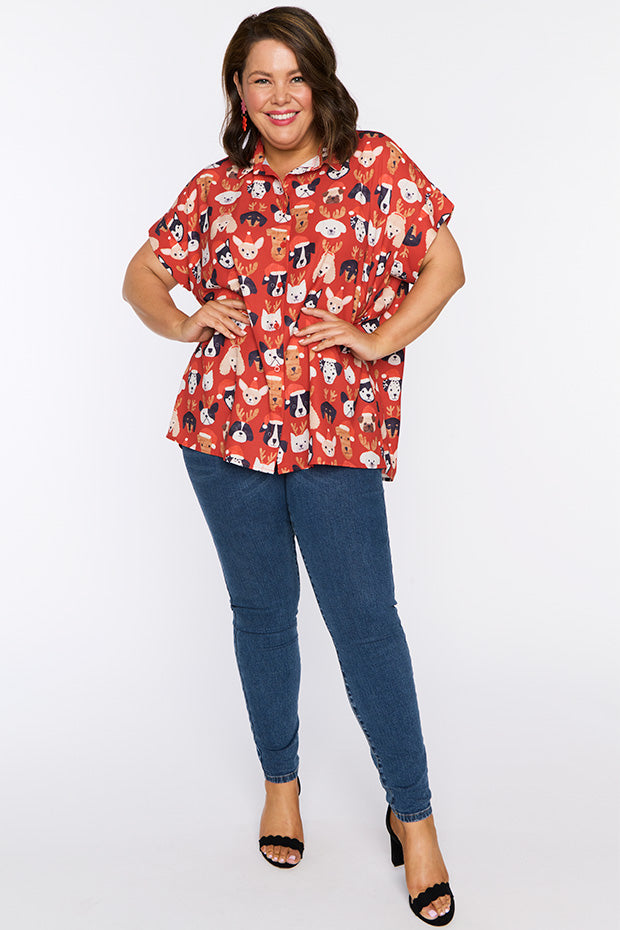 Belle Puppy Christmas Shirt – Puppy Christmas knee length dress