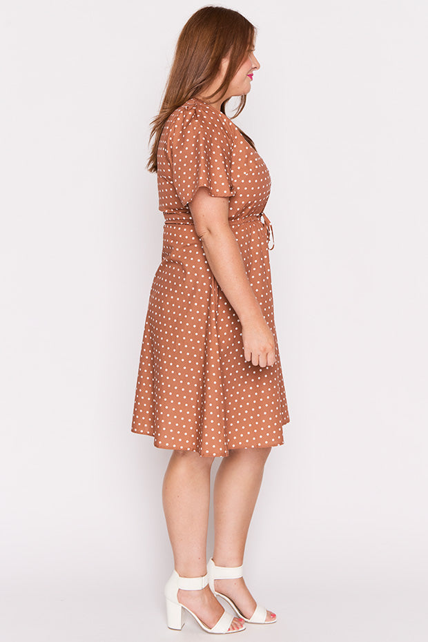 Siena Cotton Mocha Spot Dress – Mocha Spot knee length dress