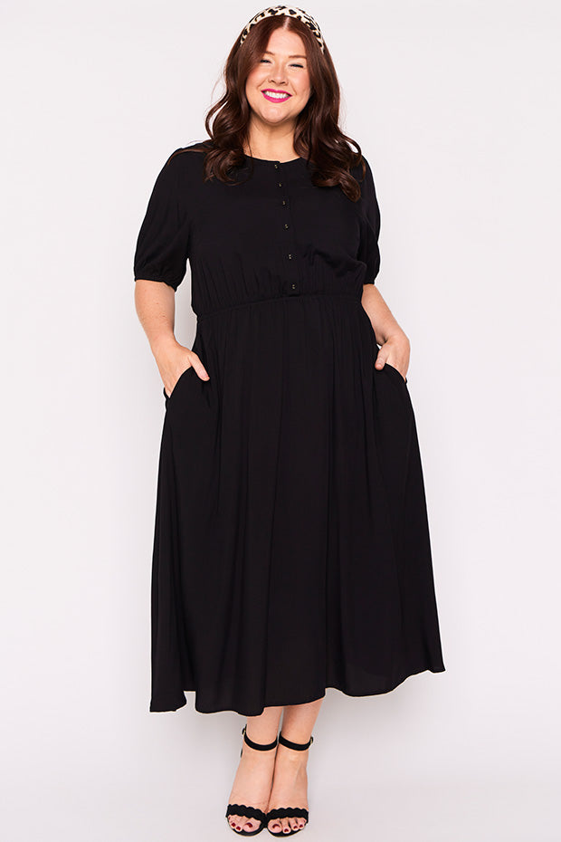 Bronwyn Black Dress โ Black midi dress