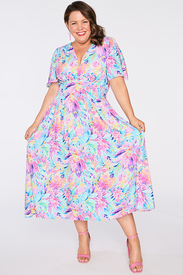 Eloise Rainbow Bloom Dress – Rainbow Bloom midi dress