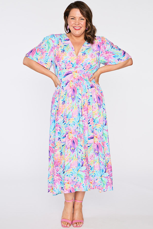 Eloise Rainbow Bloom Dress – Rainbow Bloom midi dress