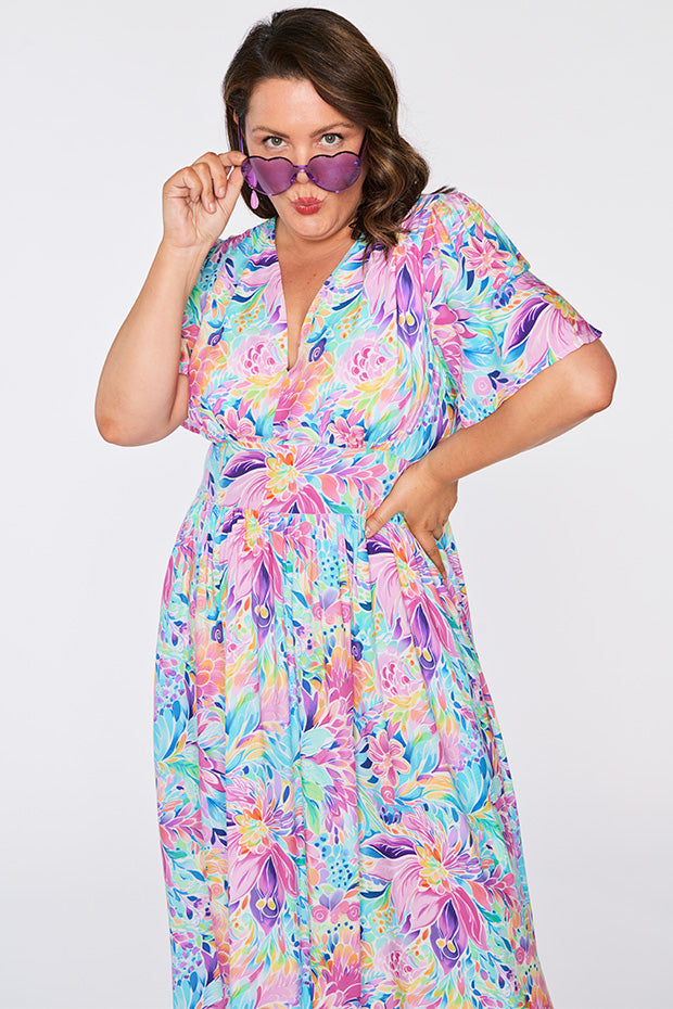 Eloise Rainbow Bloom Dress – Rainbow Bloom midi dress