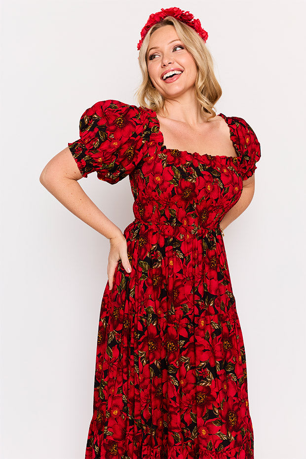 Nina Crimson Christmas Dress – Crimson Christmas maxi dress