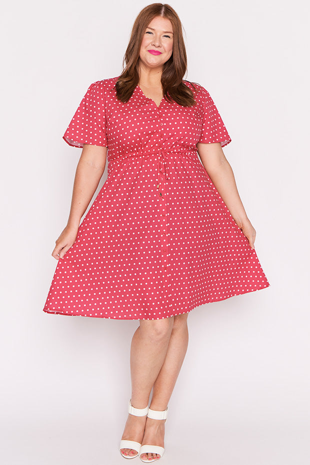 Siena Cotton Cherry Spot Dress – Cherry Spot knee length dress