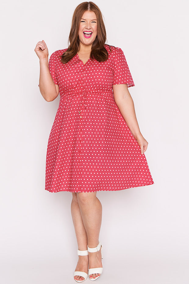 Siena Cotton Cherry Spot Dress – Cherry Spot knee length dress