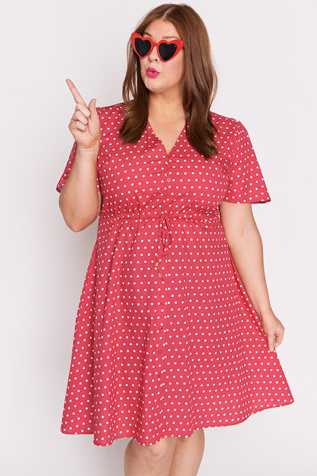 Siena Cotton Cherry Spot Dress – Cherry Spot knee length dress