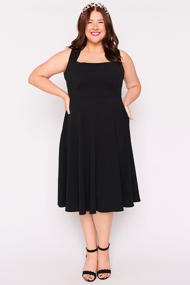 Hazel Black Dress – Black midi dress