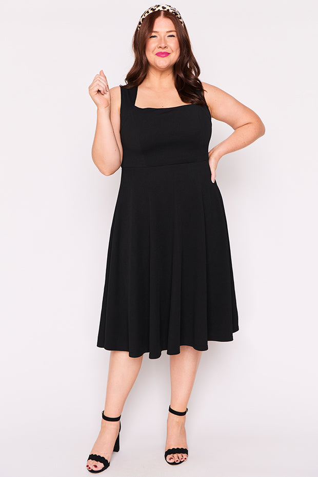 Hazel Black Dress – Black midi dress