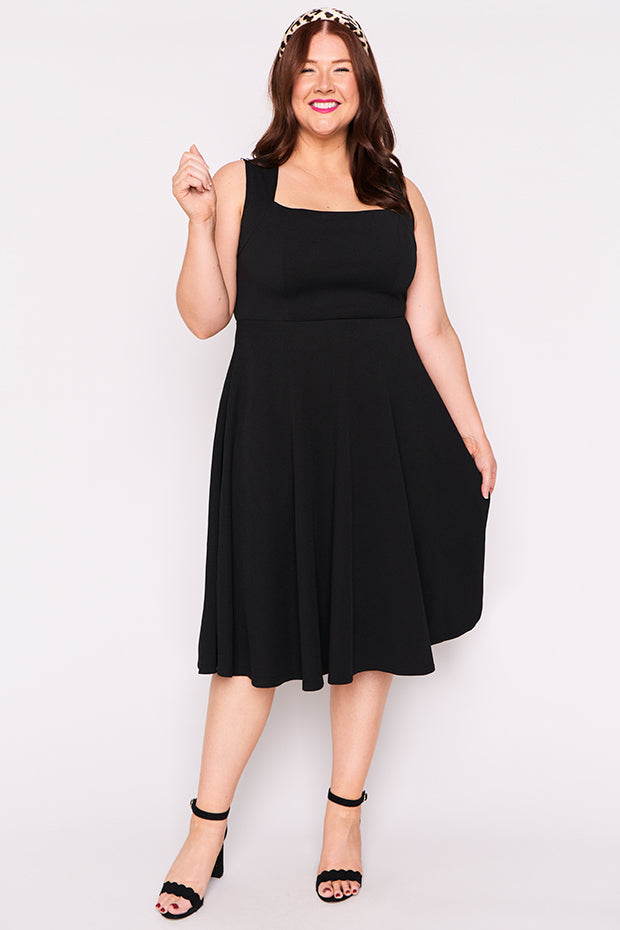 Hazel Black Dress – Black midi dress