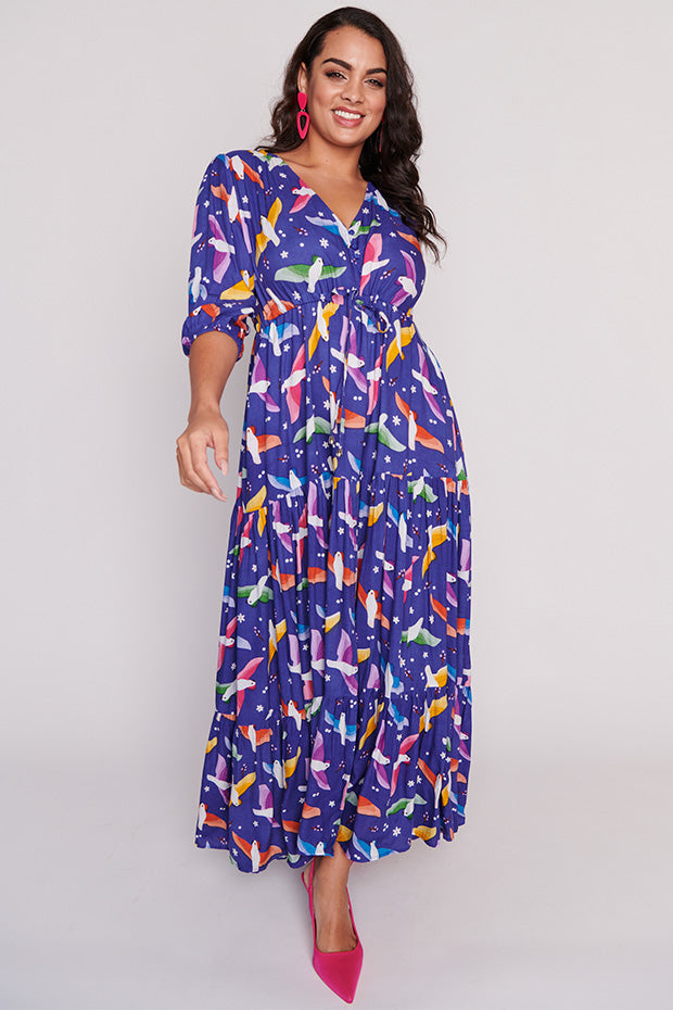 Adeline Rainbow Crackle Dress – Rainbow Crackle maxi dress