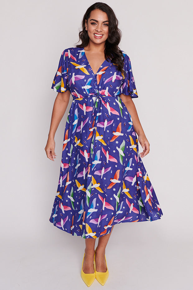 Michelle Rainbow Crackle Dress – Rainbow Crackle midi dress