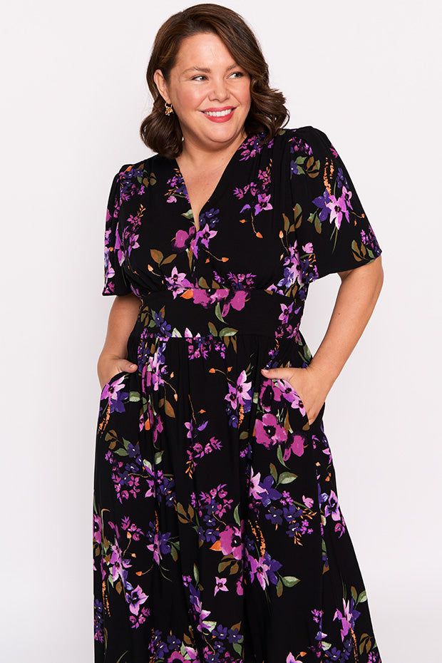 Eloise Night Flower Dress – Night Flower midi dress