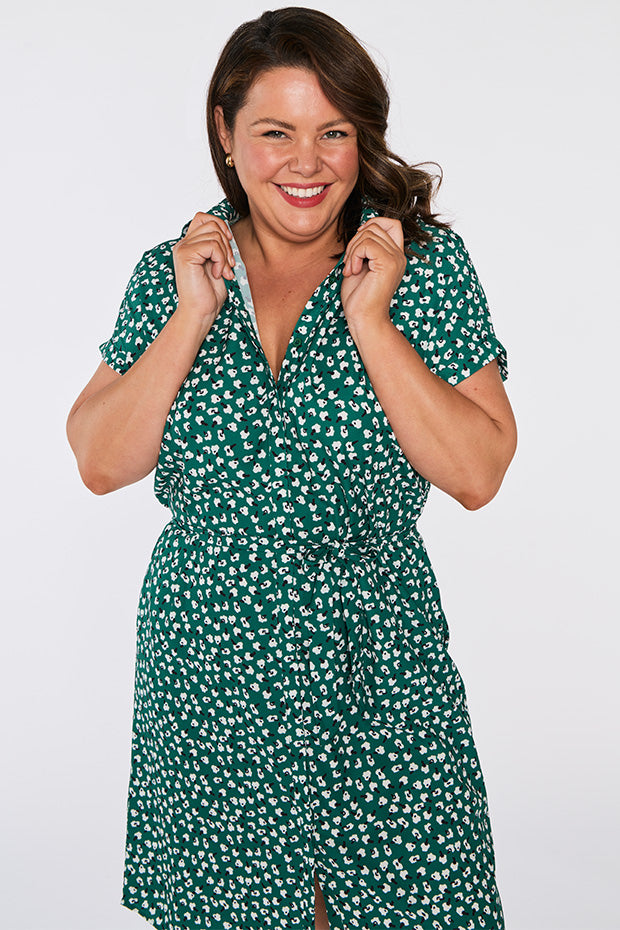 Tessa Green Floral Dress – Green Floral knee length dress