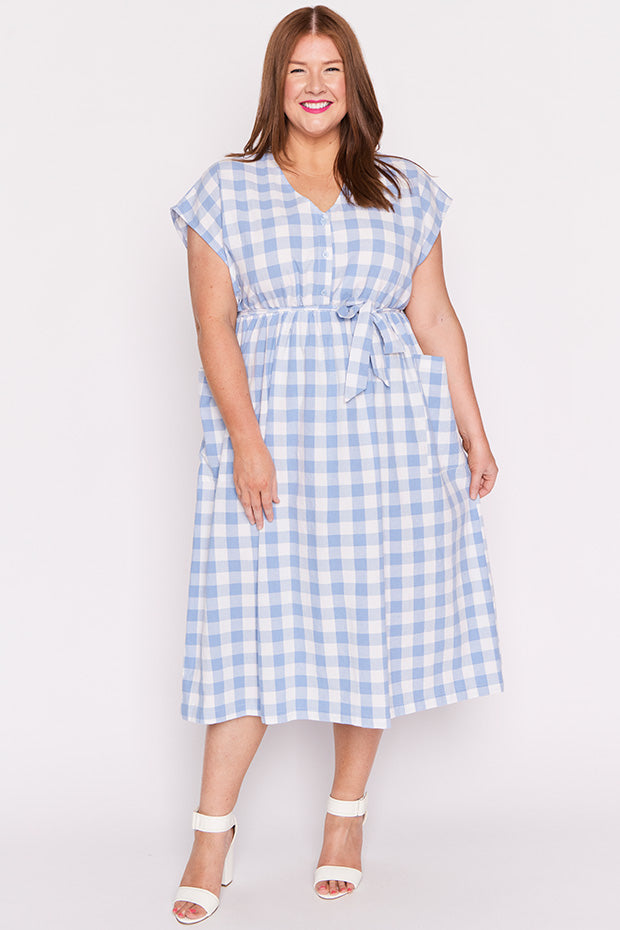Georgie Blue Gingham Dress – Blue Gingham shirt dress