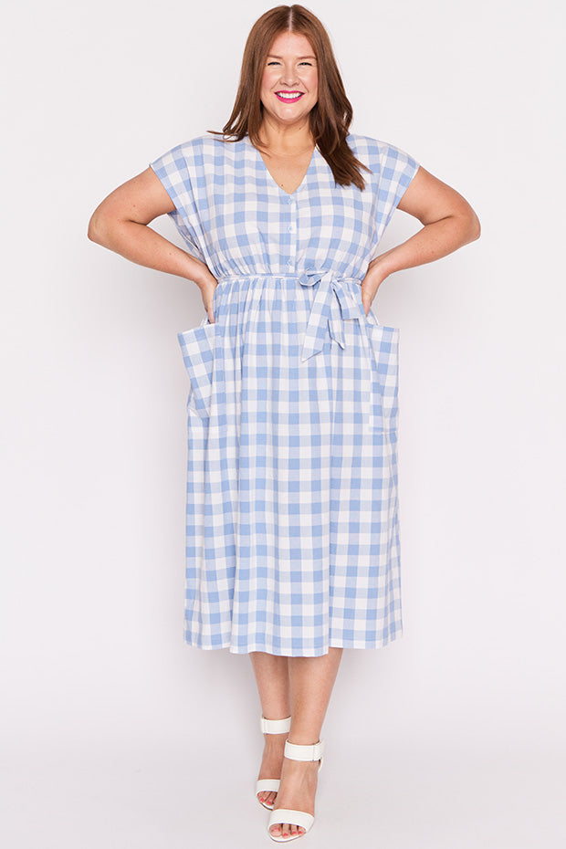 Georgie Blue Gingham Dress – Blue Gingham shirt dress