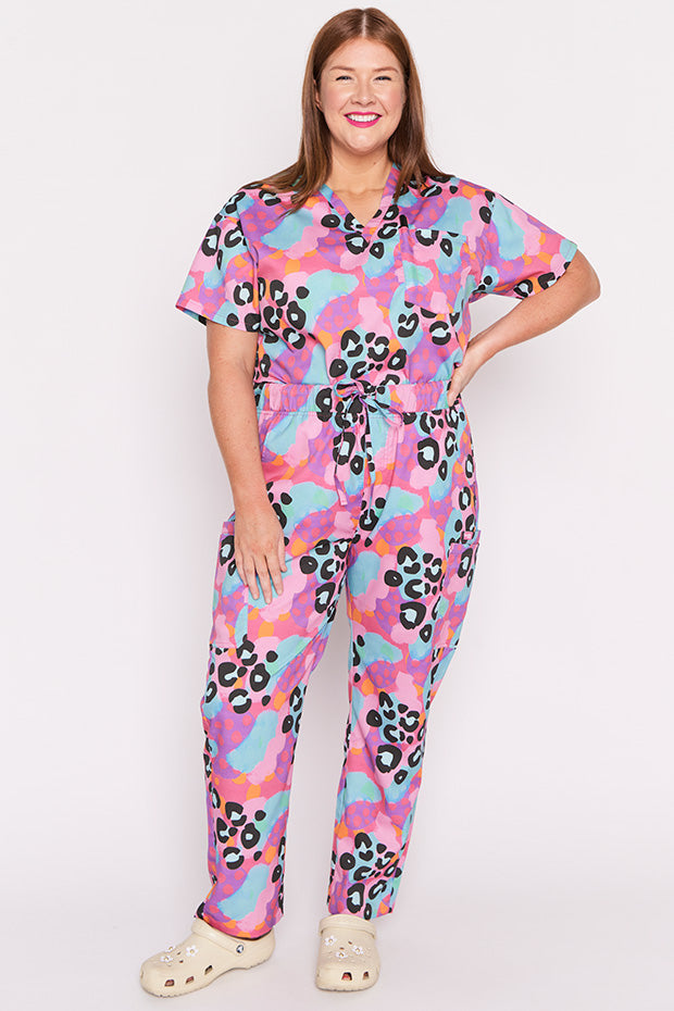 Cristina Inky Leopard Scrub Pant – Inky Leopard wide leg pants
